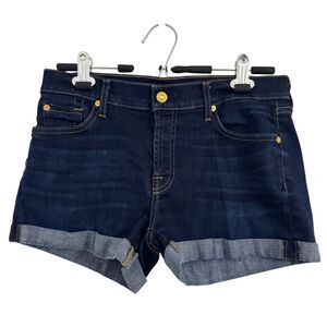 7 For All Mankind Womens Sz 29 Jeans Denim 2.5" Blue Shorts Rolled Cuffs